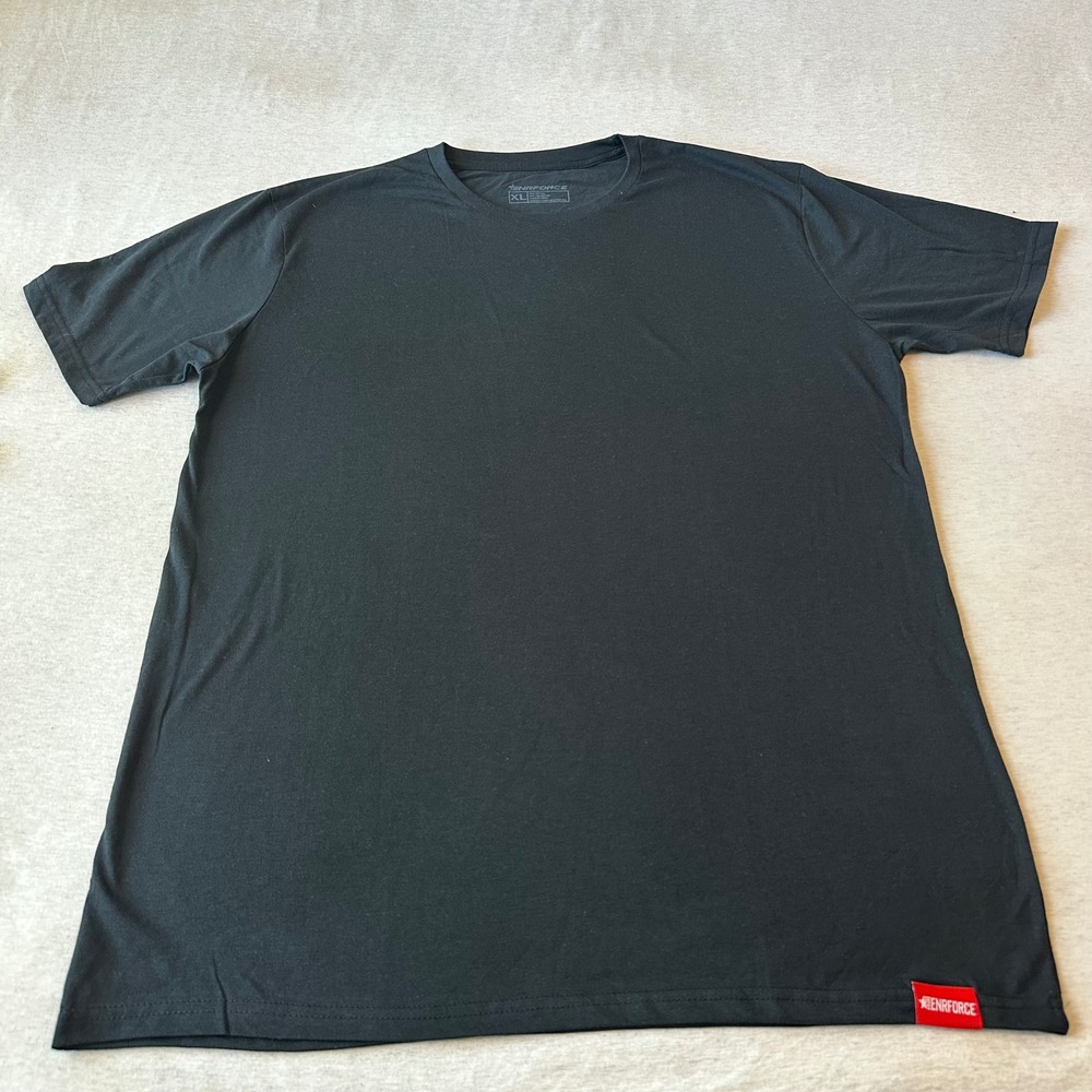 Enrforce Mens XL Black Short Sleeve Crewneck T-Shirt Cotton Blend Basic Tee